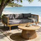 Christopher Knight Home Batrice Modern 2 Piece Patio Acacia Wood Rope Sofa with Coffee Table Set