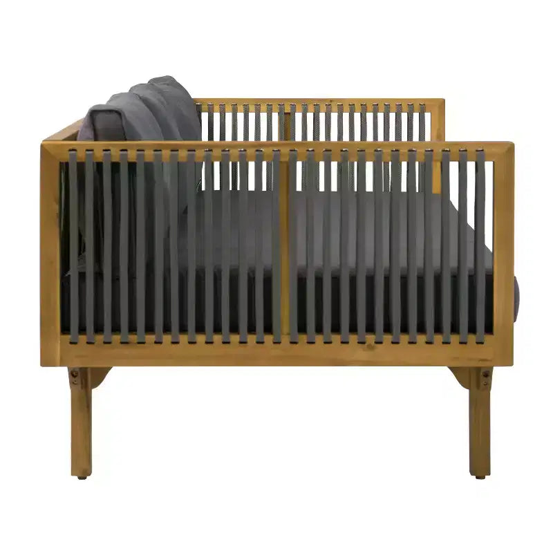 Christopher Knight Home Batrice Modern 2 Piece Patio Acacia Wood Rope Sofa with Coffee Table Set