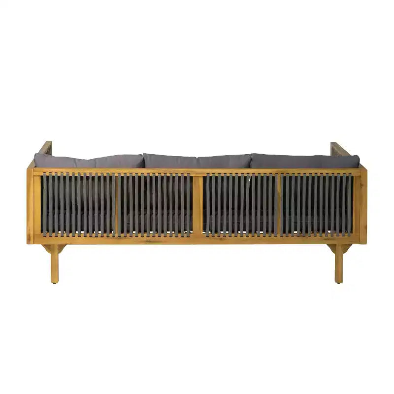 Christopher Knight Home Batrice Modern 2 Piece Patio Acacia Wood Rope Sofa with Coffee Table Set