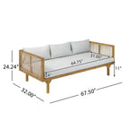 Christopher Knight Home Batrice Modern 2 Piece Patio Acacia Wood Rope Sofa with Coffee Table Set