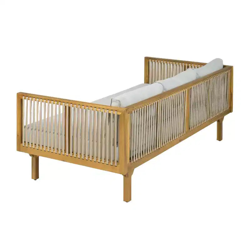 Christopher Knight Home Batrice Modern 2 Piece Patio Acacia Wood Rope Sofa with Coffee Table Set