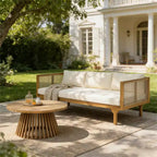 Christopher Knight Home Batrice Modern 2 Piece Patio Acacia Wood Rope Sofa with Coffee Table Set