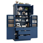 Whisen 77''H Freestanding Kitchen Storage Pantry, Large Dining Storage Cabinet Cupboard Sideboards With Door Shelves, Adjustable Shelves