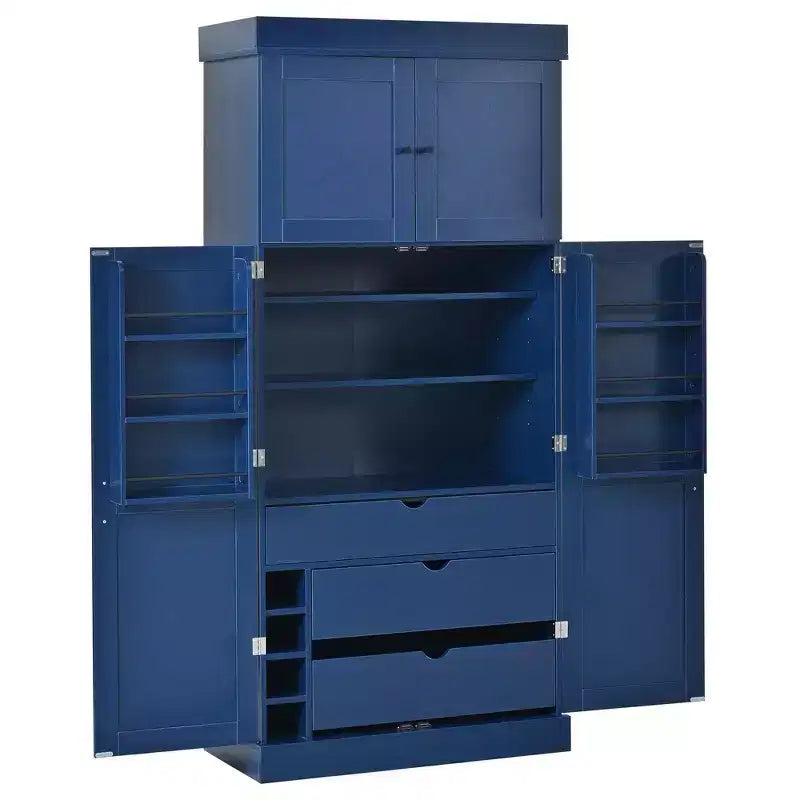 Whisen 77''H Freestanding Kitchen Storage Pantry, Large Dining Storage Cabinet Cupboard Sideboards With Door Shelves, Adjustable Shelves