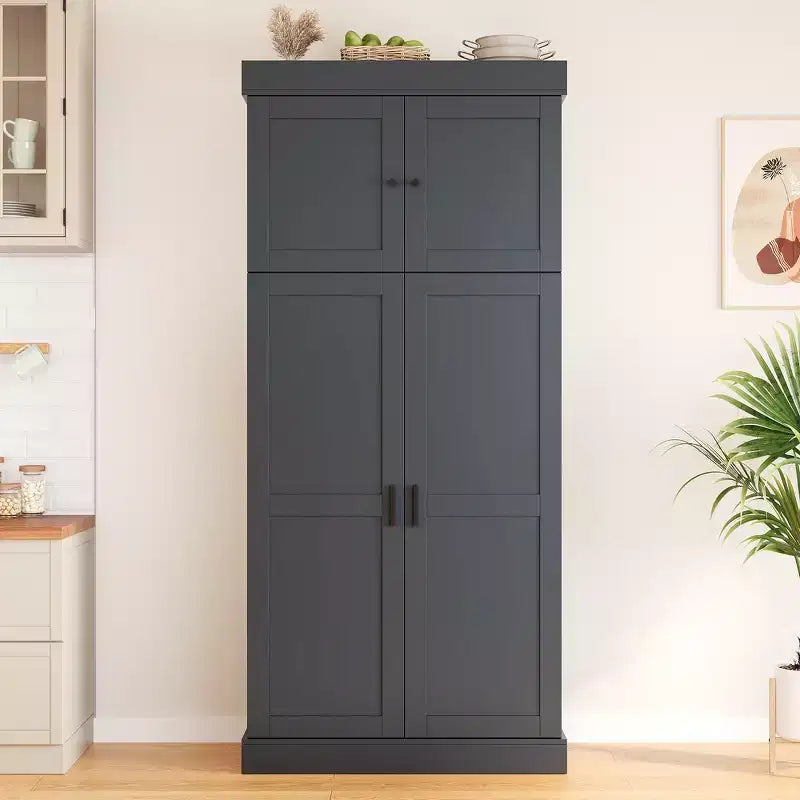 Whisen 77''H Freestanding Kitchen Storage Pantry, Large Dining Storage Cabinet Cupboard Sideboards With Door Shelves, Adjustable Shelves