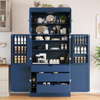 Whisen 77''H Freestanding Kitchen Storage Pantry, Large Dining Storage Cabinet Cupboard Sideboards With Door Shelves, Adjustable Shelves