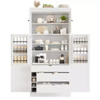 Whisen 77''H Freestanding Kitchen Storage Pantry, Large Dining Storage Cabinet Cupboard Sideboards With Door Shelves, Adjustable Shelves