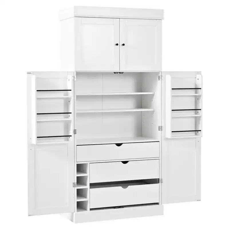 Whisen 77''H Freestanding Kitchen Storage Pantry, Large Dining Storage Cabinet Cupboard Sideboards With Door Shelves, Adjustable Shelves
