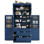 Whisen 77''H Freestanding Kitchen Storage Pantry, Large Dining Storage Cabinet Cupboard Sideboards With Door Shelves, Adjustable Shelves