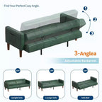 75 canapé convertible moderne en similicuir, causeuse 3 places style Mid-Century pour petits espaces