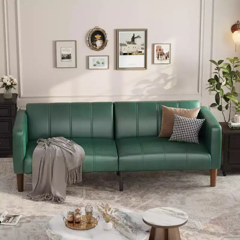 75 canapé convertible moderne en similicuir, causeuse 3 places style Mid-Century pour petits espaces