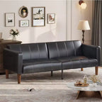75 Modern Convertible Couch in Faux Leather, Mid-Century 3-Seat Loveseat Sleeper for Small Spaces