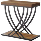 Lantine 2-Tier Narrow Side Table, Industrial End Table with Metal Frame for Living Room, Bedroom, Sofa Couch, Small Spaces, Rustic Brown