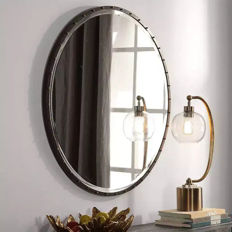 Miroir surdimensionné rond 42 Uttermost Benedo noir rustique