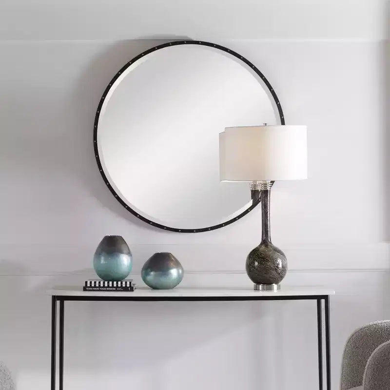 Miroir surdimensionné rond 42 Uttermost Benedo noir rustique