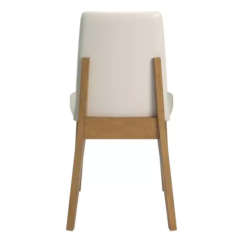 Chaise de salle à manger en cuir vegan blanc avec finition bois Fuske (lot de 2) - iNSPIREQ