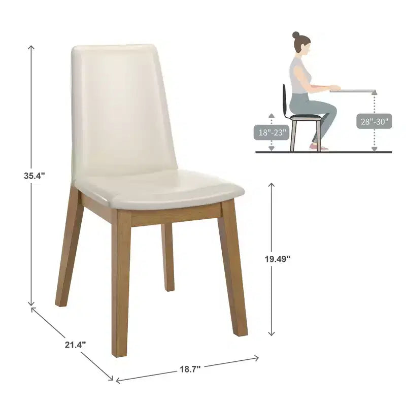 Chaise de salle à manger en cuir vegan blanc avec finition bois Fuske (lot de 2) - iNSPIREQ