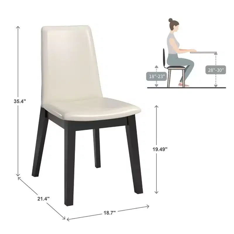 Chaise de salle à manger en cuir vegan blanc avec finition bois Fuske (lot de 2) - iNSPIREQ