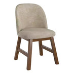Chaise de salle à manger à dossier bas incurvé en tissu taupe Fuske Wood Finish (lot de 2) - iNSPIREQ