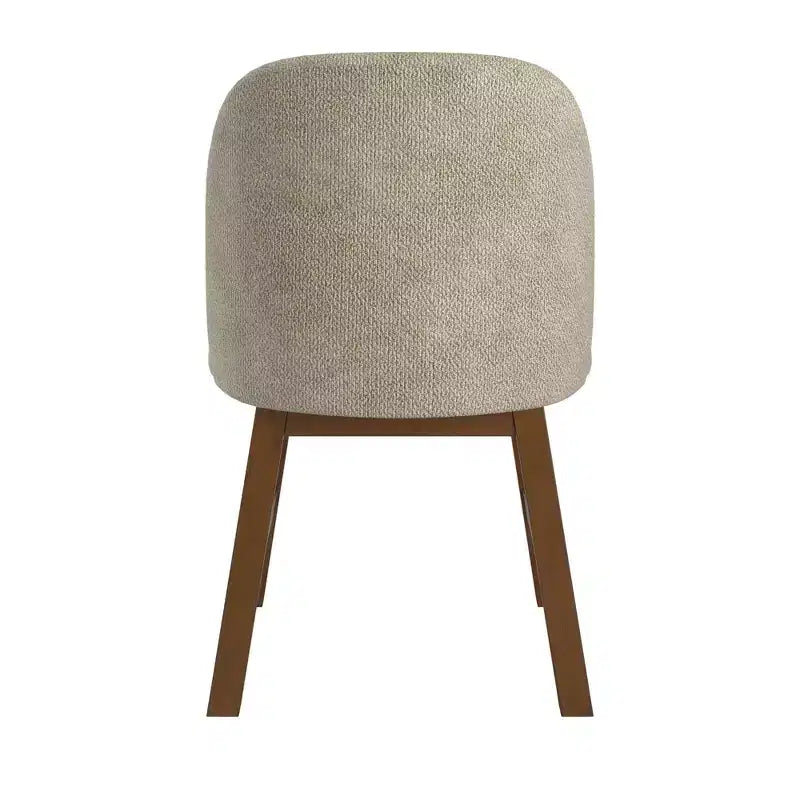 Chaise de salle à manger à dossier bas incurvé en tissu taupe Fuske Wood Finish (lot de 2) - iNSPIREQ