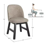 Chaise de salle à manger à dossier bas incurvé en tissu taupe Fuske Wood Finish (lot de 2) - iNSPIREQ