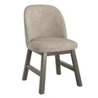Chaise de salle à manger à dossier bas incurvé en tissu taupe Fuske Wood Finish (lot de 2) - iNSPIREQ