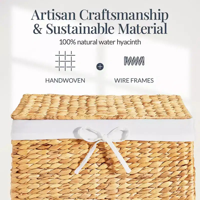 Best Choice Products Laundry Hamper w/ Lid, Handwoven Laundry Basket, w/ Removable Liner & Built-in Handles