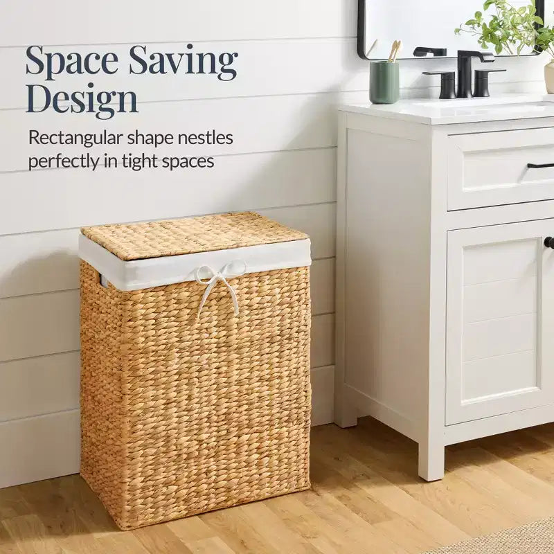Best Choice Products Laundry Hamper w/ Lid, Handwoven Laundry Basket, w/ Removable Liner & Built-in Handles