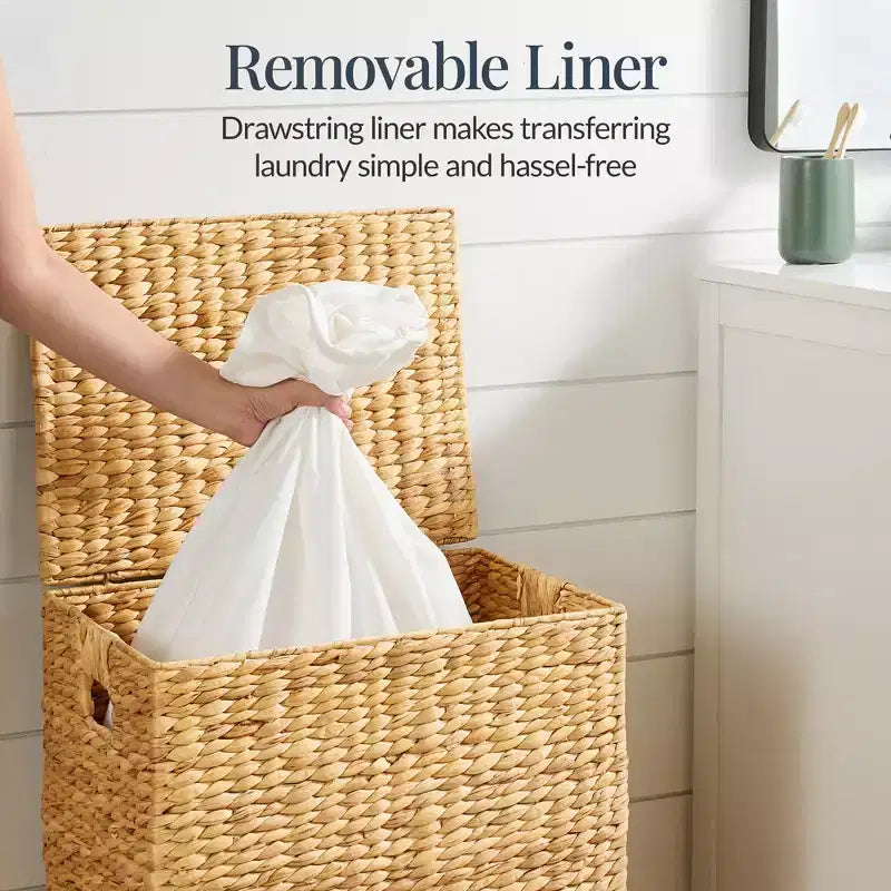 Best Choice Products Laundry Hamper w/ Lid, Handwoven Laundry Basket, w/ Removable Liner & Built-in Handles