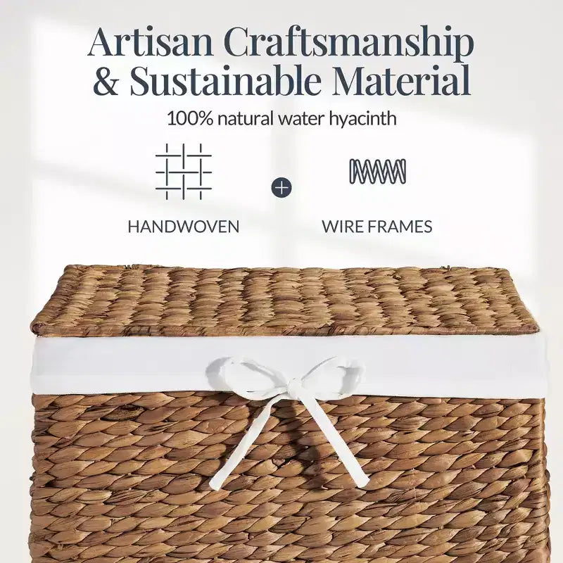 Best Choice Products Laundry Hamper w/ Lid, Handwoven Laundry Basket, w/ Removable Liner & Built-in Handles