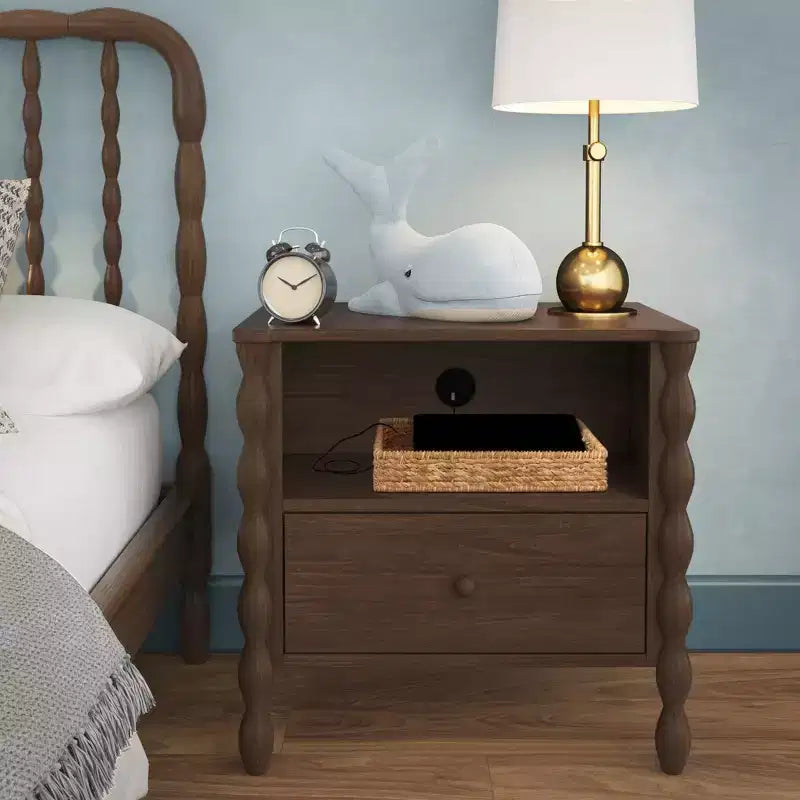 Table de chevet Jenny Lind Cubby avec 1 tiroir et prise électrique