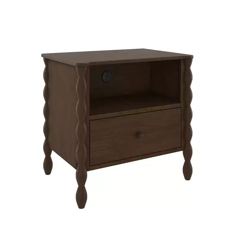 Table de chevet Jenny Lind Cubby avec 1 tiroir et prise électrique
