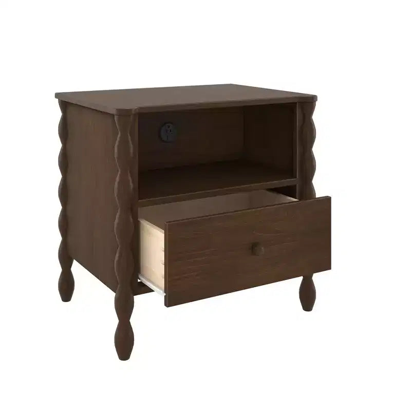 Table de chevet Jenny Lind Cubby avec 1 tiroir et prise électrique