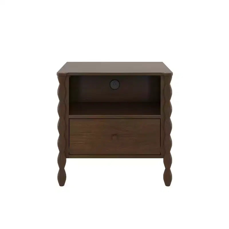 Table de chevet Jenny Lind Cubby avec 1 tiroir et prise électrique