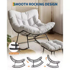 Ensemble de fauteuils à bascule surdimensionnés avec pouf, en osier tressé à la main, coussin moelleux, fauteuil de jardin ergonomique, pour patio, balcon, chambre à coucher, salon