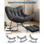 Ensemble de fauteuils à bascule surdimensionnés avec pouf, en osier tressé à la main, coussin moelleux, fauteuil de jardin ergonomique, pour patio, balcon, chambre à coucher, salon