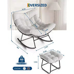 Ensemble de fauteuils à bascule surdimensionnés avec pouf, en osier tressé à la main, coussin moelleux, fauteuil de jardin ergonomique, pour patio, balcon, chambre à coucher, salon