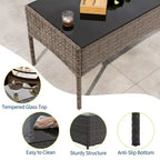 Ensemble de meubles de patio en rotin 4 pièces - Canapé d'extérieur, 2 chaises et table basse avec coussins pour jardin, cour ou véranda