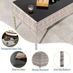 Ensemble de meubles de patio en rotin 4 pièces - Canapé d'extérieur, 2 chaises et table basse avec coussins pour jardin, cour ou véranda