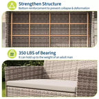Ensemble de meubles de patio en rotin 4 pièces - Canapé d'extérieur, 2 chaises et table basse avec coussins pour jardin, cour ou véranda