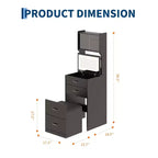 Coiffeuse compacte 3 en 1 en noyer avec miroir LED, tabouret de rangement dissimulé, portes et tiroirs en acrylique, coiffeuse étroite pour petits espaces