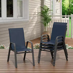 Stackable High-Back Patio Dining Chairs, Durable Metal Frame, Weather Resistant, for Garden, Deck, Backyard