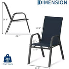 Stackable High-Back Patio Dining Chairs, Durable Metal Frame, Weather Resistant, for Garden, Deck, Backyard