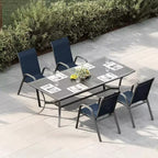Stackable High-Back Patio Dining Chairs, Durable Metal Frame, Weather Resistant, for Garden, Deck, Backyard