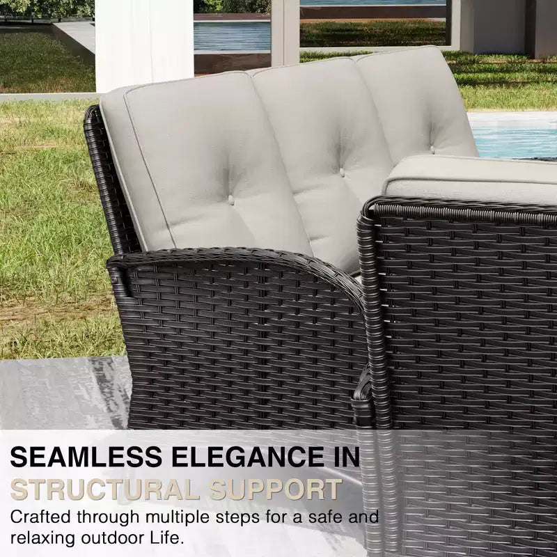 UPTIOT Outdoor Patio Conversation Set with Fire Pit Table & Convertible Seating