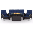 UPTIOT Outdoor Patio Conversation Set with Fire Pit Table & Convertible Seating