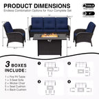 UPTIOT Outdoor Patio Conversation Set with Fire Pit Table & Convertible Seating