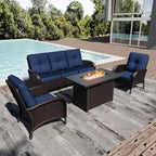UPTIOT Outdoor Patio Conversation Set with Fire Pit Table & Convertible Seating