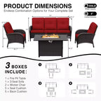 UPTIOT Outdoor Patio Conversation Set with Fire Pit Table & Convertible Seating