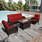 UPTIOT Outdoor Patio Conversation Set with Fire Pit Table & Convertible Seating